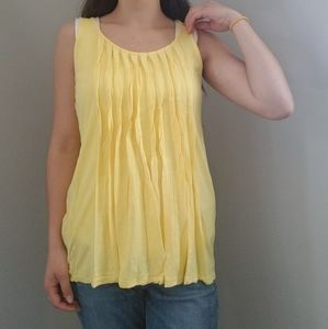 Yellow Pleated Tank Top